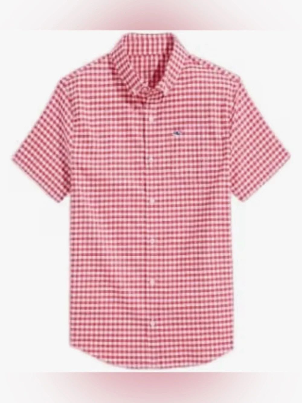 Vineyard Vines Boys Brr On the Go Red Gingham Shirt Large NWT
